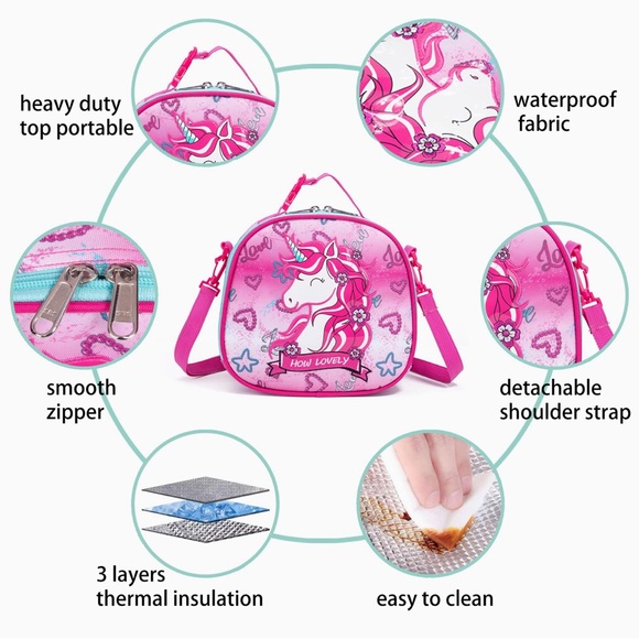 CUSANGEL 2+ "HOW LOVELY" Reusable Insulated Lunch Thermal Cooler Bag - Picture 6 of 7